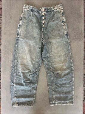 We The Free High-Waist medium (dirty) wash cropped barrel jeans